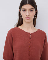 Cardigan a maniche corte in terracotta